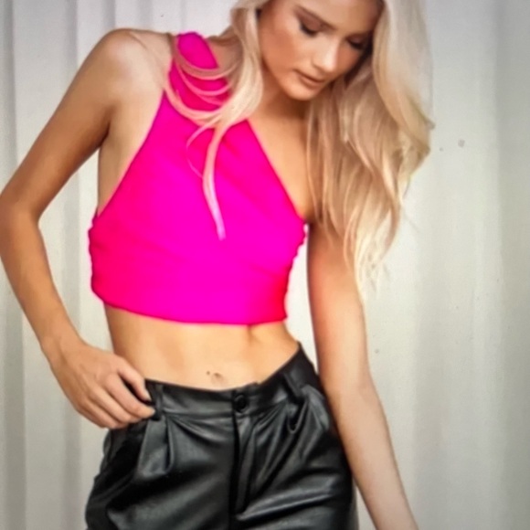 Lioness: The Goddess Crop Top in Neon Pink - Picture 1 of 3